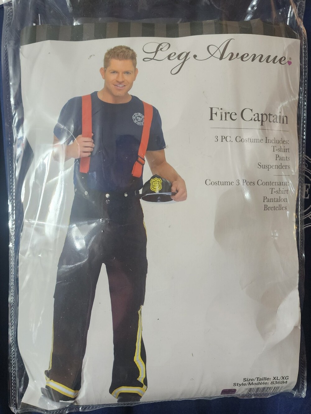 Leg Avenue Men’s Fire Captain Costume Pants with Red Suspenders and Yellow Trim